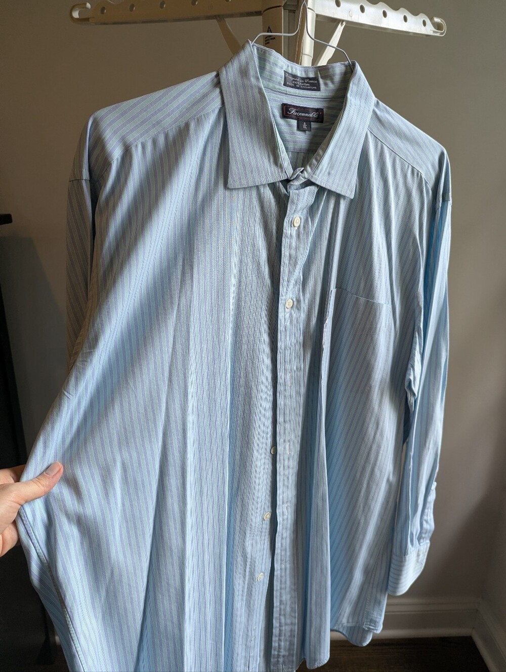 Faconnable Light Blue Striped Men's Dress Shirt